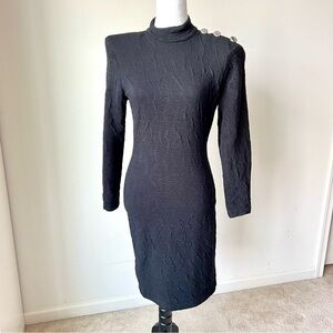 Vintage ALL THAT JAZZ 90s Mock Neck Textured Knit Dress—SZ. 7/8